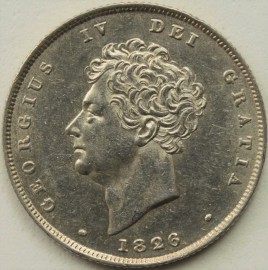SHILLINGS 1826  GEORGE IV 2ND HEAD 3RD REVERSE UNC LUS