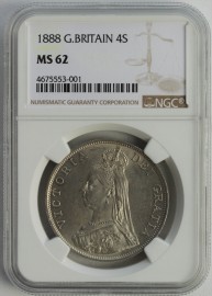 DOUBLE FLORINS 1888  VICTORIA INVERTED 1 IN VICTORIA VERY SCARCE NGC SLABBED  MS62