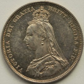 SHILLINGS 1887  VICTORIA JUBILEE HEAD PROOF ISSUE RARE UNC LUS