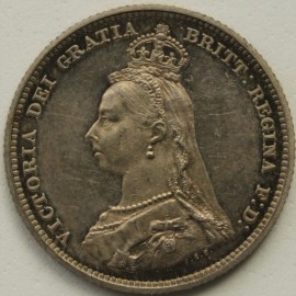 SHILLINGS 1887  VICTORIA JUBILEE HEAD PROOF SCUFFS UNC T 