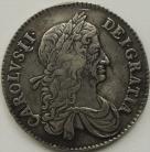 HALF CROWNS 1663  CHARLES II 1ST BUST XV - LIGHT FLECKING ON OBVERSE GVF