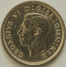 THREEPENCES SILVER 1943  GEORGE VI RARE           UNC LUS