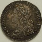 SHILLINGS 1735  GEORGE II ROSES AND PLUMES - DIE FLAW ON FLAN REVERSE NEF