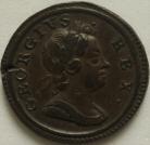 FARTHINGS 1717  GEORGE I DUMP ISSUE A OVER N IN BRITANNIA RARE - TINY FLAN FLAW GVF