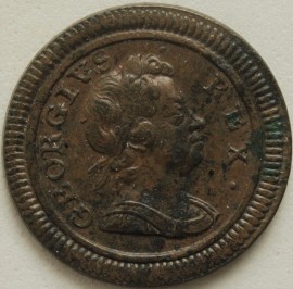 FARTHINGS 1719  GEORGE I LARGE LETTER ON OBVERSE GEF