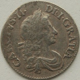 THREEPENCES SILVER 1683  CHARLES II  GF