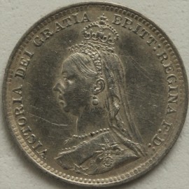 THREEPENCES SILVER 1890  VICTORIA  BU