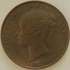 PENNIES 1857  VICTORIA ORN TRIDENT  WIDE DATE NEF