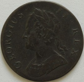 HALFPENCE 1740  GEORGE II SCARCE VF