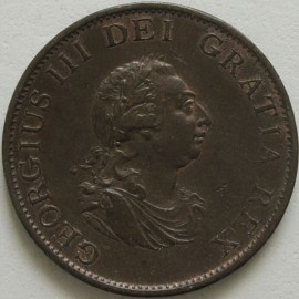 HALFPENCE 1799  GEORGE III 5 GUNS GEF