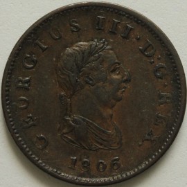 HALFPENCE 1806  GEORGE III 3 BERRIES GVF