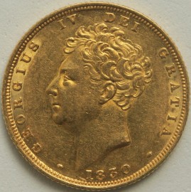 SOVEREIGNS 1830  GEORGE IV GEORGE IV BARE HEAD  NEF