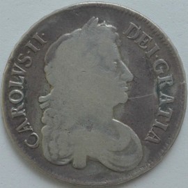CROWNS 1673  CHARLES II 3RD BUST V QUINTO  GF/NVF