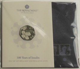 FIFTY PENCE 2021  ELIZABETH II 100 YEARS OF INSULIN PACK BU