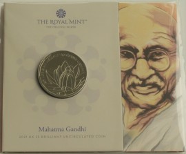 FIVE POUNDS 2021  ELIZABETH II MAHATMA GANDHI PACK BU