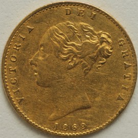 HALF SOVEREIGNS 1869  VICTORIA DIE NUMBER 26 NVF