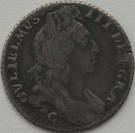 SIXPENCES 1696 C WILLIAM III CHESTER 1ST BUST LARGE CROWNS ESC 1268/1536 GF