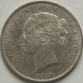 HALF CROWNS 1887  VICTORIA YOUNG HEAD SCARCE UNC LUS