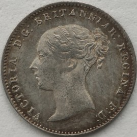 THREEPENCES SILVER 1859  VICTORIA TYPE A1 UNC LUS