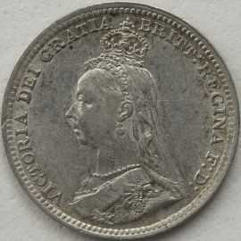 THREEPENCES SILVER 1890  VICTORIA  GEF