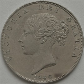 HALF CROWNS 1840  VICTORIA RARE DULL TONE GEF 