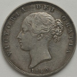 HALF CROWNS 1840  VICTORIA RARE GVF