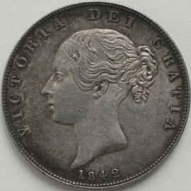 HALF CROWNS 1842  VICTORIA SCARCE GEF