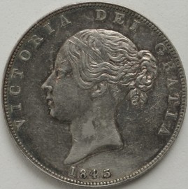 HALF CROWNS 1843  VICTORIA RARE EF/GEF