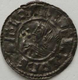 ANGLO SAXON-LATE PERIOD 978 -1016 AETHELRED II PENNY. CRUX TYPE. BARE HEADED BUST. VOIDED SHORT CROSS. AELFRIC. M O GRANT. CAMBRIDGE MINT.  VF