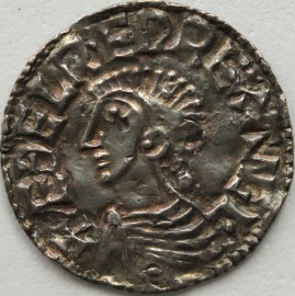 ANGLO SAXON-LATE PERIOD 978 -1016 Aethelred II  PENNY LONG CROSS TYPE BARE HEADED BUST EADMUND ON LONDON  NEF