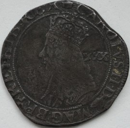 CHARLES II 1660 -1662 CHARLES II HALFCROWN. 3rd issue. With inner circles. MM crown. Clipped.  GF/NVF