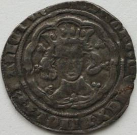 EDWARD III 1351 -1377 EDWARD III GROAT. 4th Coinage. Series Gb. Pre-treaty period. London mint. MM CROSS 3.  GVF