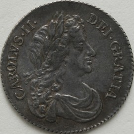 SIXPENCES 1677  CHARLES II  GEF