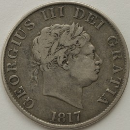 HALF CROWNS 1817  GEORGE III SMALL HEAD GF