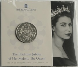 FIVE POUNDS 2022  ELIZABETH II THE PLATINUM JUBILEE OF HER MAJESTY THE QUEEN PACK JOHN BERGDAHL REVERSE BU