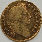 HALF GUINEAS 1676  CHARLES II CHARLES II 2ND HEAD S1348 SCARCE GVF