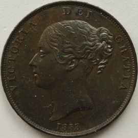 PENNIES 1853  VICTORIA ORN TRIDENT DEF : FAR COLON  GEF