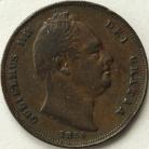 FARTHINGS 1834  WILLIAM IV RAISED LINE ON SALTIRE NVF