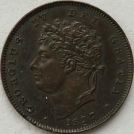 THIRD FARTHINGS 1827  GEORGE IV EDGE KNOCK GEF