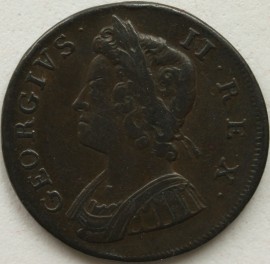 HALFPENCE 1739  GEORGE II  VF