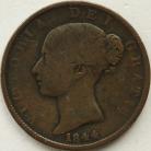 HALFPENCE 1844  VICTORIA SCARCE F