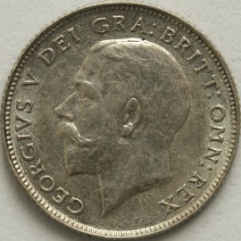 SIXPENCES 1925  GEORGE V NARROW RIM TINY EDGE KNOCK UNC LUS