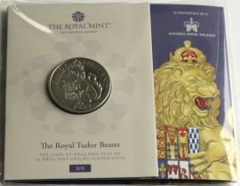 FIVE POUNDS 2022  ELIZABETH II THE ROYAL TUDOR BEASTS - LION OF ENGLAND PACK BU