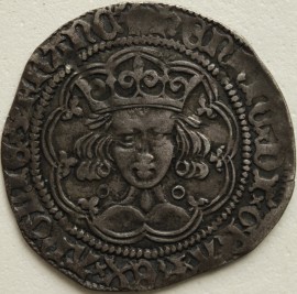 HENRY VI 1422 -1430 HENRY VI GROAT ANNULET ISSUE YOUNG PORTRAIT ANNULETS AT NECK CALAIS MINT MM PIERCED CROSS  VF