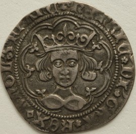 HENRY VI 1427 -1431 HENRY VI GROAT ROSETTE-MASCLE ISSUE CALAIS MINT ROSETTE STOPS MM PIERCED CROSS EXCELLENT PORTRAIT  GVF