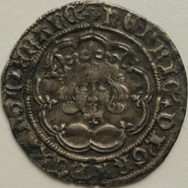 HENRY VI 1456 -1461 HENRY VI GROAT LIS-PELLET ISSUE TOWER MINT LIS ON NECK PELLETS BY CROWN MM CROSS PATONCE RARE GVF