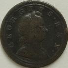 HALFPENCE 1719  GEORGE I 2ND ISSUE TINY EDGE KNOCK GF