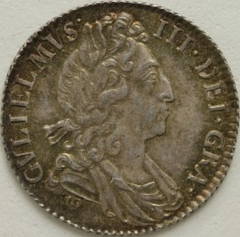 SIXPENCES 1697  WILLIAM III 3RD BUST LARGE CROWNS ESC 1233 S3538 SUPERB TONE  UNC