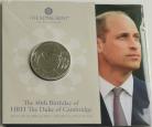 FIVE POUNDS 2022  ELIZABETH II THE 40TH BIRTHDAY OF HRH THE DUKE OF CAMBRIDGE BU