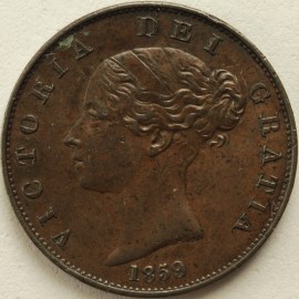 HALFPENCE 1859  VICTORIA VERY SCARCE 9 OVER 8 GVF